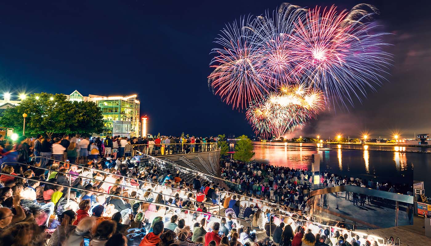 Audience Enjoying the Fireworks at Navy Pier